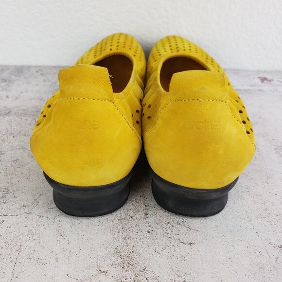 Arche Lilly Perforated Ballet Flats Comfort Shoes Curry Yellow Nubuck Leather 40 - Picture 9 of 11